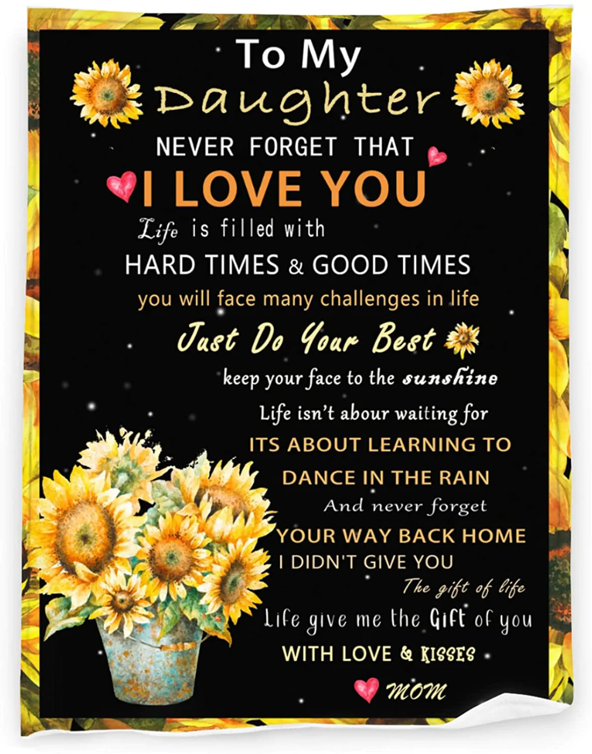 Sunflower Blanket - To My Daughter You Are My Sunshine Sunflower Blanket Fleece Flannel Throw Blanket Sherpa Microfiber Lightweight Plush For Couch Bed Sofa Car Kids Adults Pets All Seasons For Kids