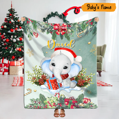 Elephant with Boy And Girl Name Personalized Baby Blanket, Elephant Baby Name Blanket- Custom, Soft Custom Baby Boy And Girl Blanket, Newborn Baby LTP01