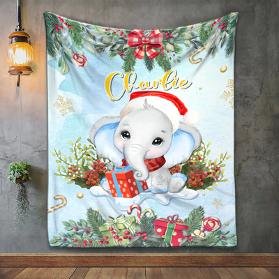 Elephant with Boy And Girl Name Personalized Baby Blanket, Elephant Baby Name Blanket- Custom, Soft Custom Baby Boy And Girl Blanket, Newborn Baby LTP01