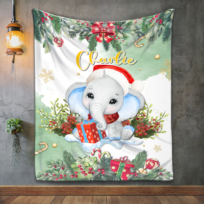 Elephant with Boy And Girl Name Personalized Baby Blanket, Elephant Baby Name Blanket- Custom, Soft Custom Baby Boy And Girl Blanket, Newborn Baby LTP01