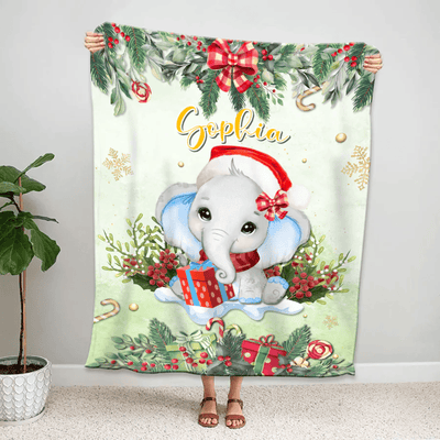 Elephant with Boy And Girl Name Personalized Baby Blanket, Elephant Baby Name Blanket- Custom, Soft Custom Baby Boy And Girl Blanket, Newborn Baby LTP01