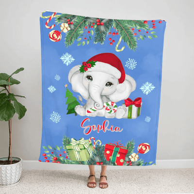 Personalized Baby Blanket Christmas - Elephant Blanket for Baby