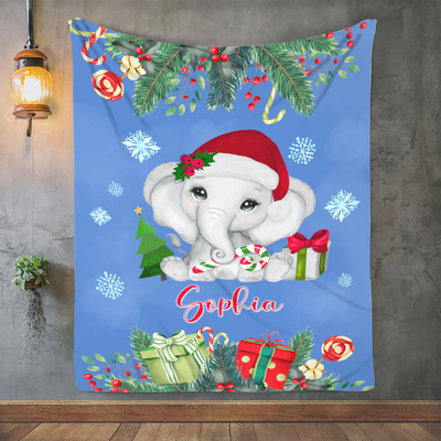 Personalized Baby Blanket Christmas - Elephant Blanket for Baby