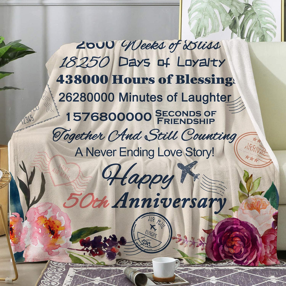 Gifts For 50th Anniversary Blanket 50th Golden Wedding Anniversary Couple Gifts For Dad Mom Grandparents 50 Years Of Marriage Throw Blankets Gift For Husband Wife