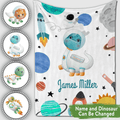 Personalized Baby Blankets with name, Dinosaurs explore the planet baby blankets White color for boy and girl baby