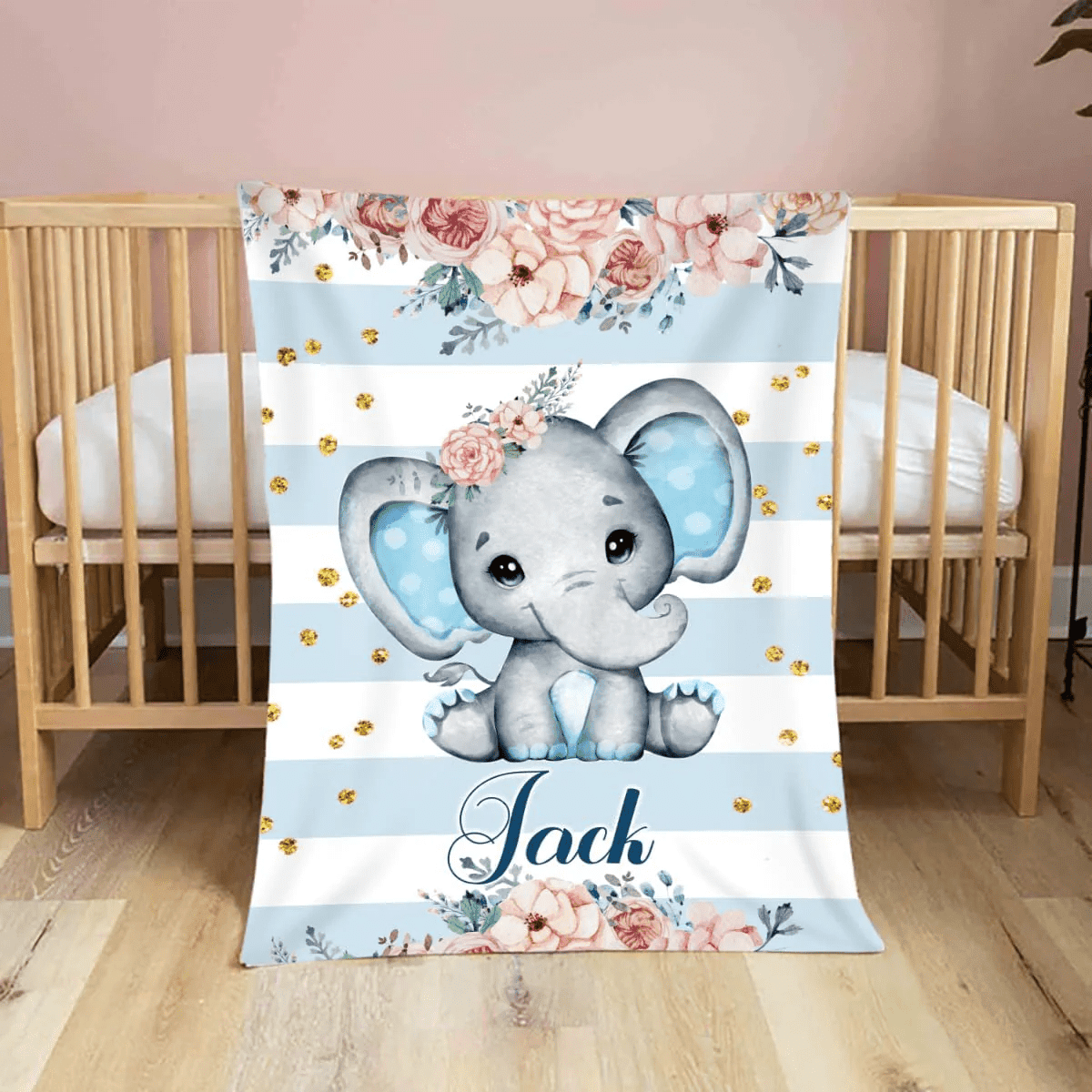 Personalized Baby Boy Blanket, Woodland Theme Baby Blanket for Boys, Baby Fleece Sherpa Blanket, Newborn Baby Gift for Boys