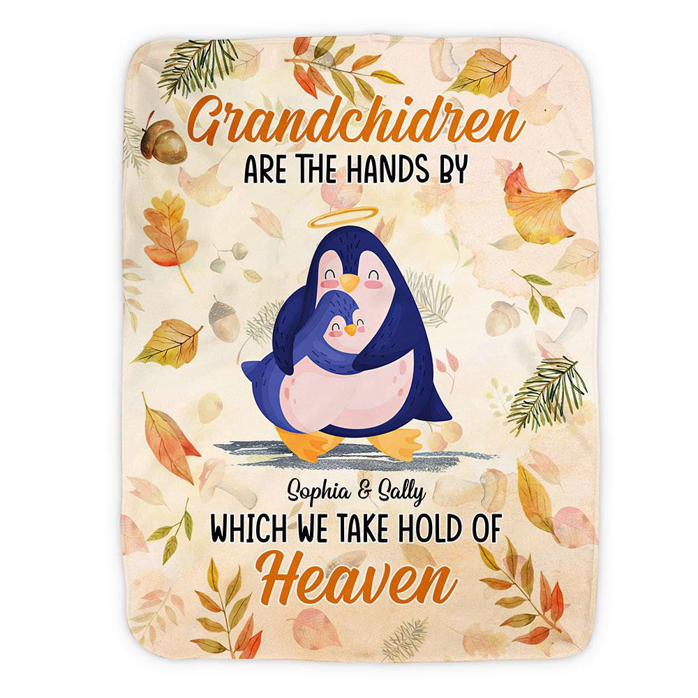Autumn Grandkids Take Hold Of Heaven Personalized Blanket