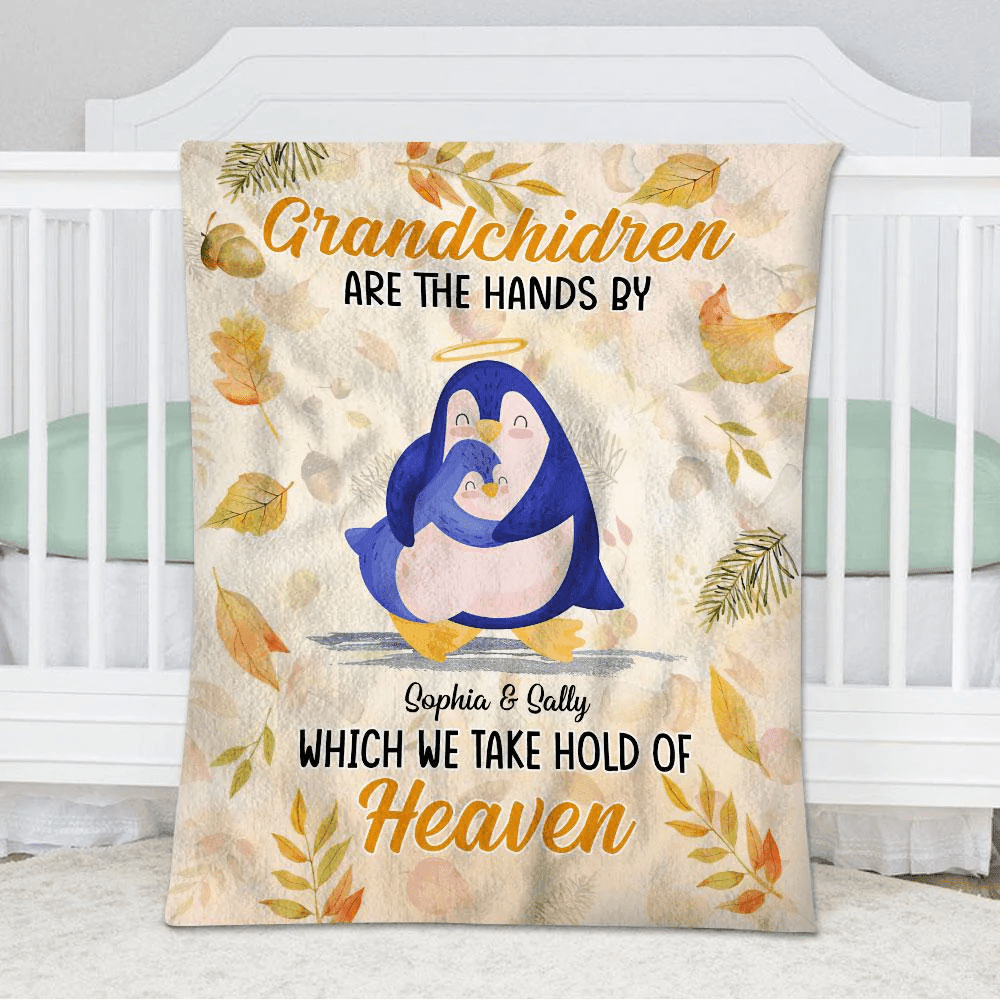 Autumn Grandkids Take Hold Of Heaven Personalized Blanket