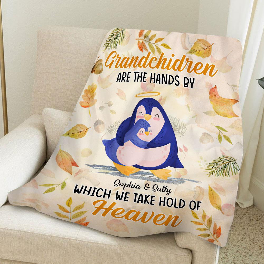 Autumn Grandkids Take Hold Of Heaven Personalized Blanket