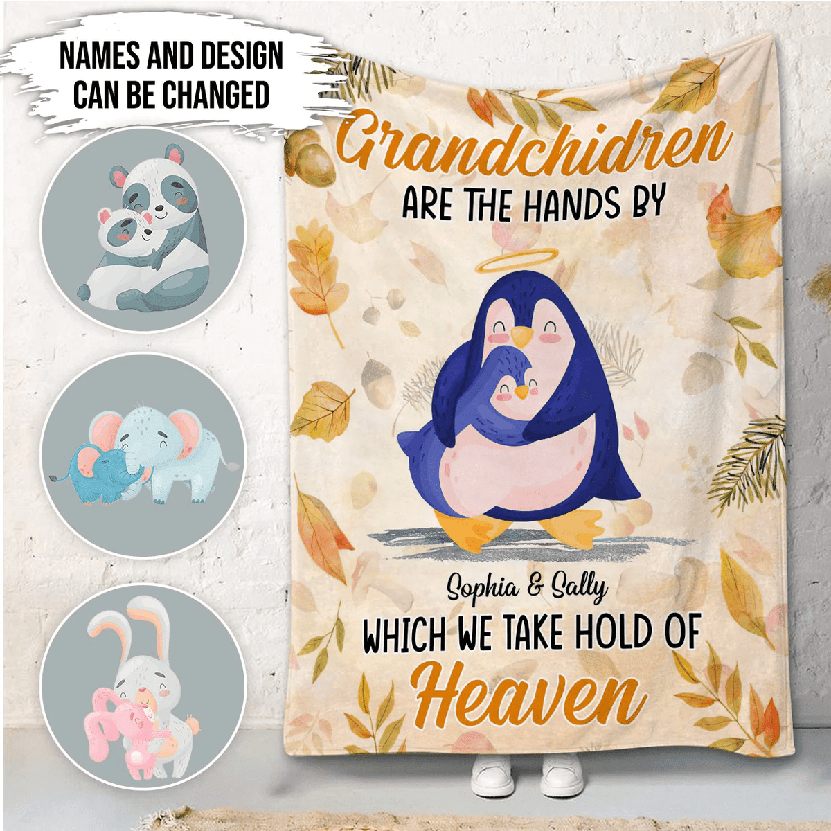 Autumn Grandkids Take Hold Of Heaven Personalized Blanket