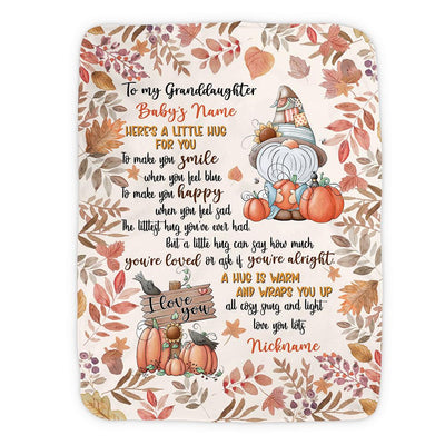 A Little Hug For You Fall Gnome Personalized Blanket, Cute Baby Blanket