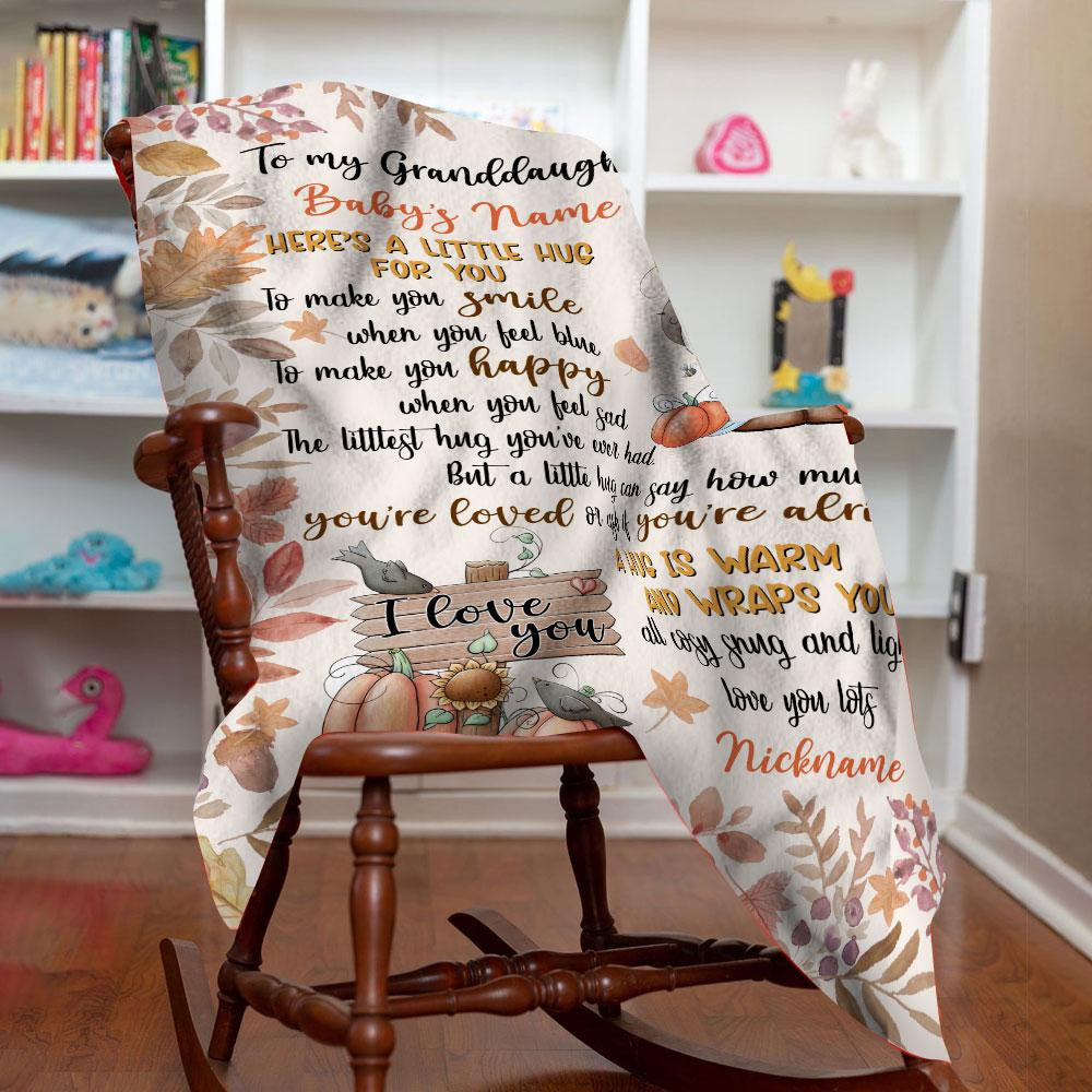 A Little Hug For You Fall Gnome Personalized Blanket, Cute Baby Blanket