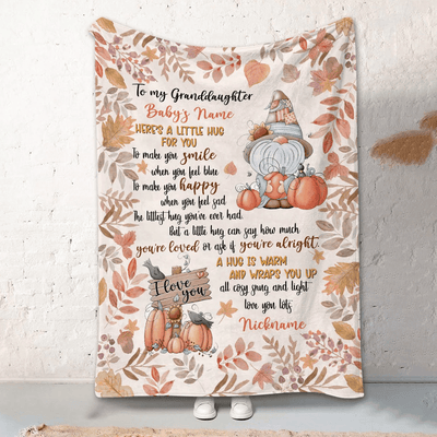 A Little Hug For You Fall Gnome Personalized Blanket, Cute Baby Blanket