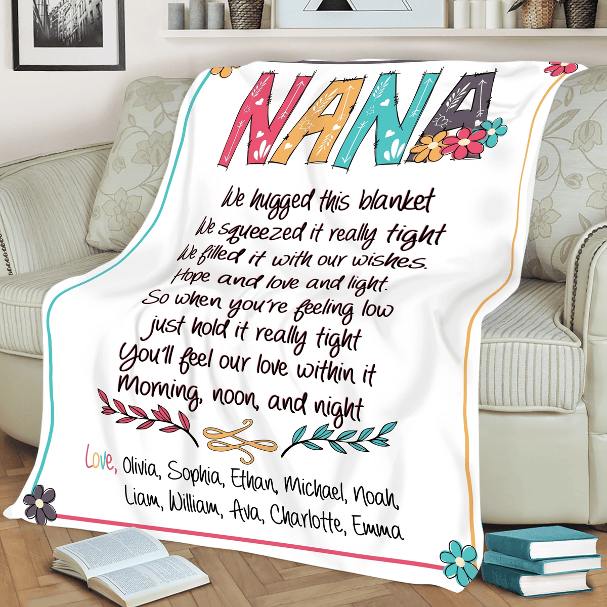 Personalized Nickname Nana Blanket, Nana We Hugged This Blanket