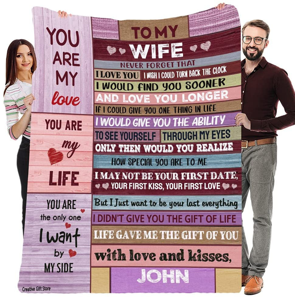 To My Wife Blanket Anniversary Birthday Gifts For Wife From Husband I Love You Gift For Her Romantic Valentines Day Blankets
