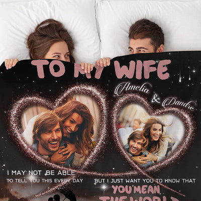 Personalized Wife Blanket From Husband - Custom Pictures & Names Blanket - Birthday Anniversary Gifts For Wife For WifeWomen