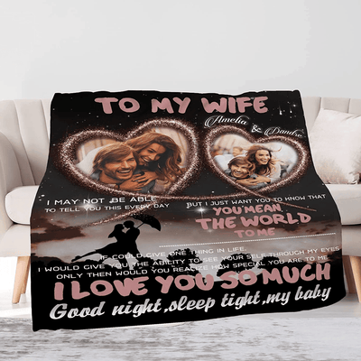 Personalized Wife Blanket From Husband - Custom Pictures & Names Blanket - Birthday Anniversary Gifts For Wife For WifeWomen
