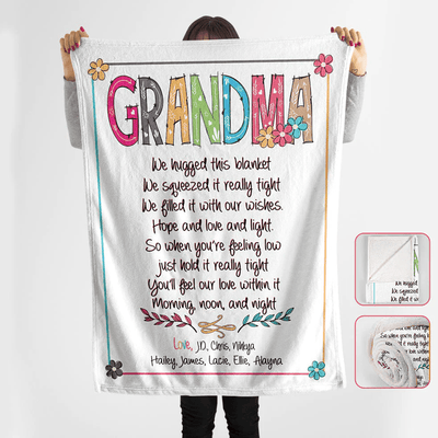 Personalized Grandma Blanket, Grandma We Hugged This Blanket