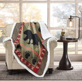 Quilted Bear Rustic Sherpa Throw Blanket For Couch - Bear And Paw Lodge-Themed Throw Quilt