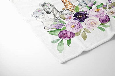 Personalized Baby Girl Blanket Monogrammed Baby Blanket Girl -Floral Safari Baby Name Blanket