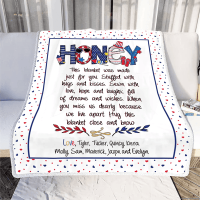 Chillever - Patriotic Doodle 4th Of July Mimi And Grandkid CTH01 Blanket, Grandma Blanket With Grandkids Names