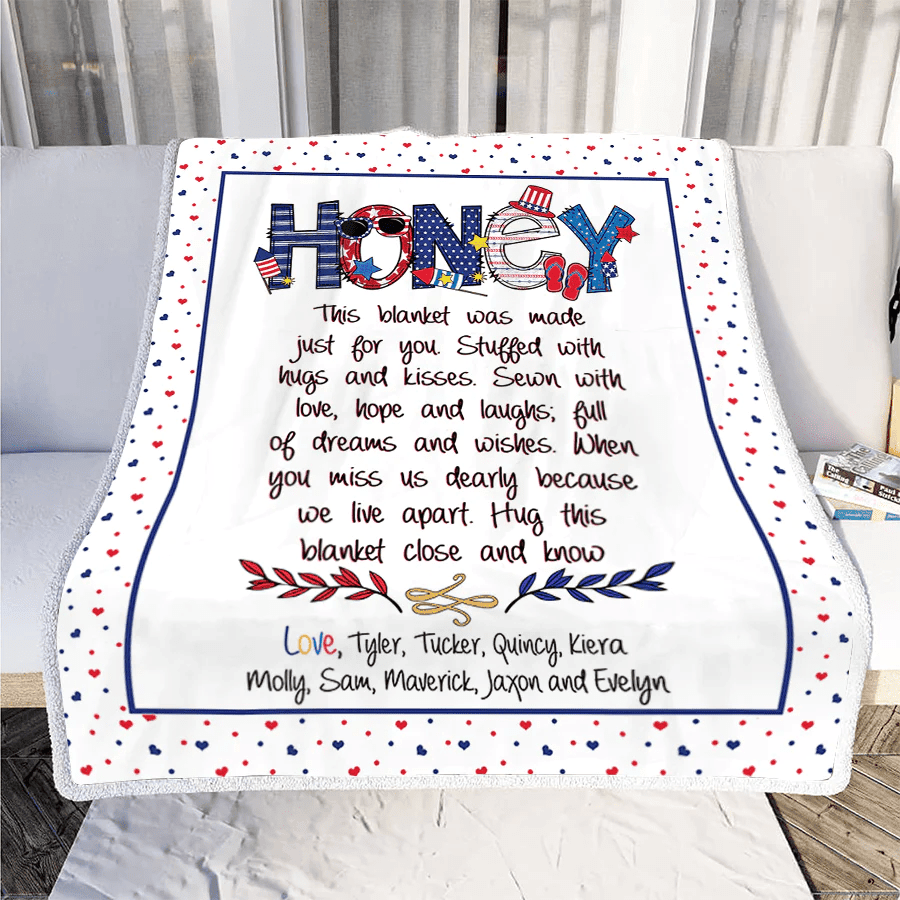 Chillever - Patriotic Doodle 4th Of July Mimi And Grandkid CTH01 Blanket, Grandma Blanket With Grandkids Names