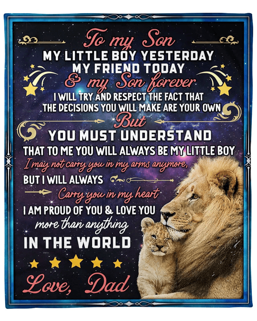 Personalized Blanket - To My Son/Grandson/Daughter/Granddaughter I Love You - Lion Blanket