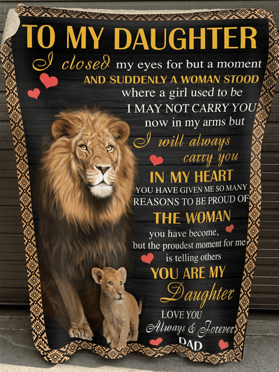 Personalized Blanket - Gift For Son From Dad - Gift for Daughter From Dad - Lion Blanket