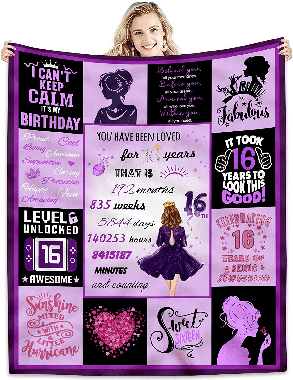 16th Birthday Blanket Birthday Gifts For Girls Blanket Sweet 16th Birthday Decorations For Girl 16-Year-Old Girl Birthday Gift Ideas Best Gifts For 16 Year Old Girls 16th Birthday Gift Blankets