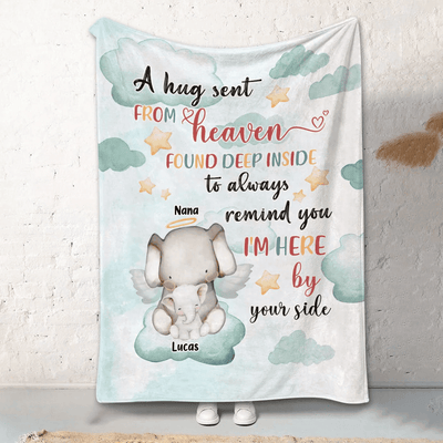 Elephant A Hug Sent From Heaven Personalized Fleece Blanket