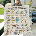 Personalized Dinosaur Alphabet Baby Blanket, Fleece/Sherpa/Woven Baby Dinosaur Blanket Custom Name
