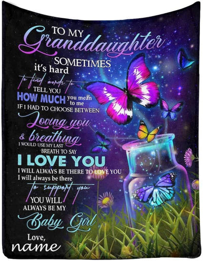 Personalized Blanket - To My Granddaughter Blanket Gift From Grandma, Hug This Blanket Gift For Birthday, Christmas, Anniversary