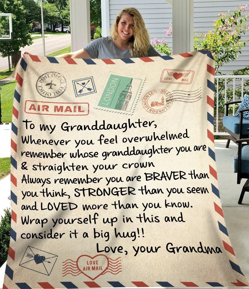 Personalized Blanket - To My Granddaughter Blanket Gift From Grandma, Hug This Blanket Gift For Birthday, Christmas, Anniversary