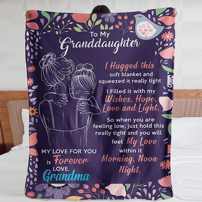 Personalized Blanket - To My Granddaughter Blanket Gift From Grandma, Hug This Blanket Gift For Birthday, Christmas, Anniversary