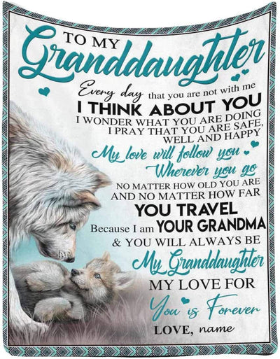 Personalized Blanket - To My Granddaughter Blanket Gift From Grandma, Hug This Blanket Gift For Birthday, Christmas, Anniversary