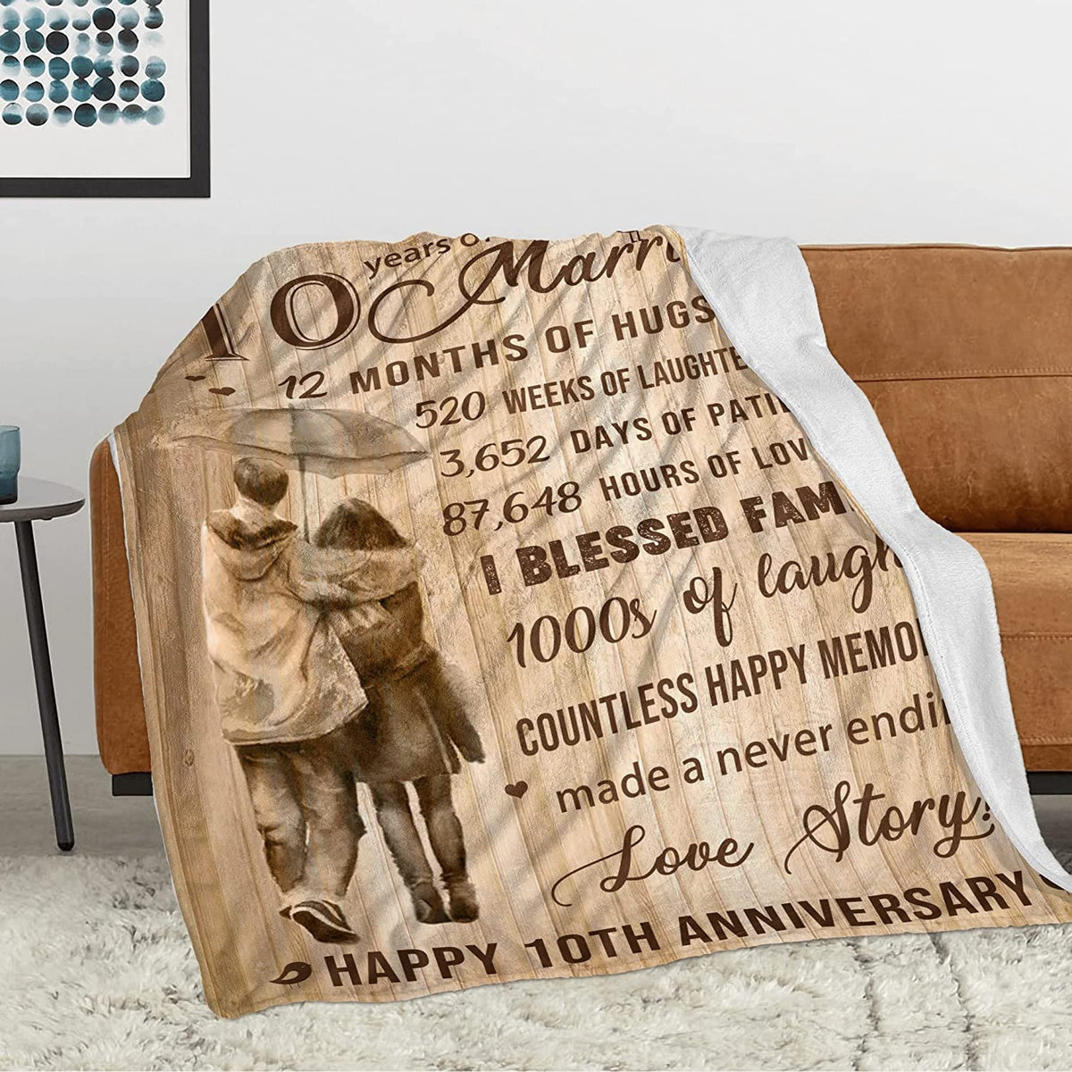 10th Wedding Anniversary Blanket Gift 10th Marriage Anniversary Blanket Gift Flannel Throw Blanket For Wife Husband Anniversary Blanket Gift