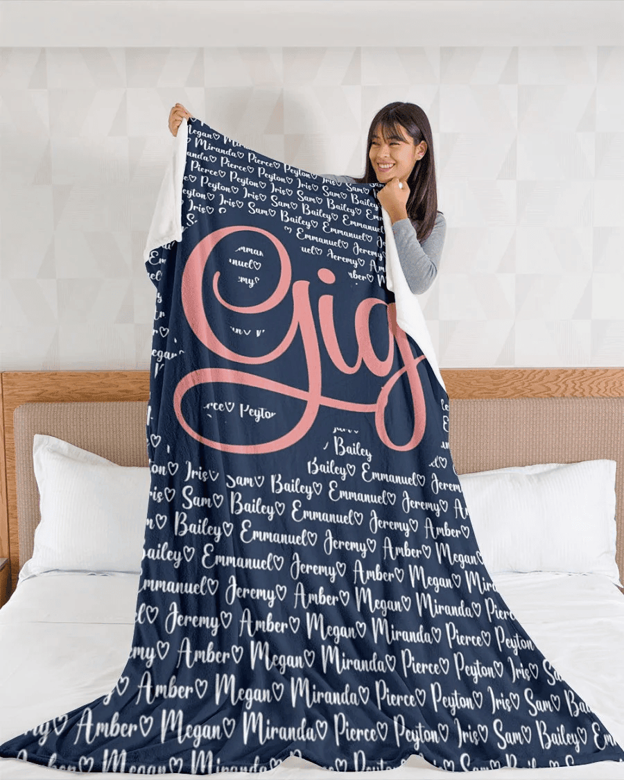 Gigi Blanket, Gigi Blanket With Grandkids Names, Gigi We Hugged This Blanket