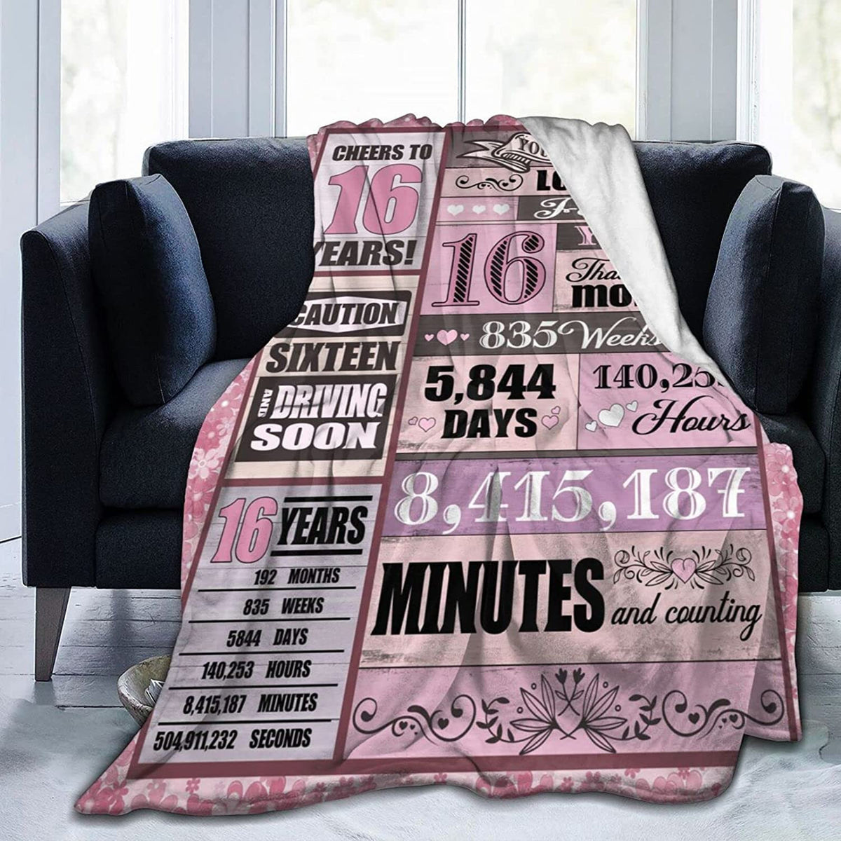 16th Birthday Blanket Birthday Decorations For Girls Sweet 16 Birthday Decorations To My Daughter Blanket From Mom 16th Birthday Decor Gift16-Year-Old Girls Gift