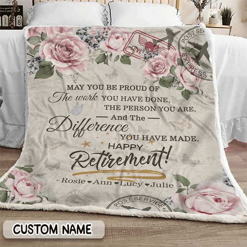 Personalized Retirement Gifts For Women Happy Retirement Blanket Mom Retirement Nurse Retirement Coworker Retirement Retirement Gift