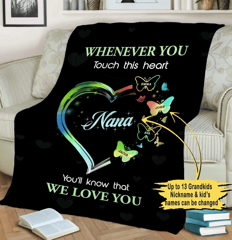 Customized Grandparents Blanket, Fleece Blanket Gift For Birthday Gift From Grandkids Personalized Fleece Blanket For Grandparents Christmas