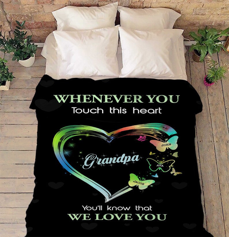 Customized Grandparents Blanket, Fleece Blanket Gift For Birthday Gift From Grandkids Personalized Fleece Blanket For Grandparents Christmas