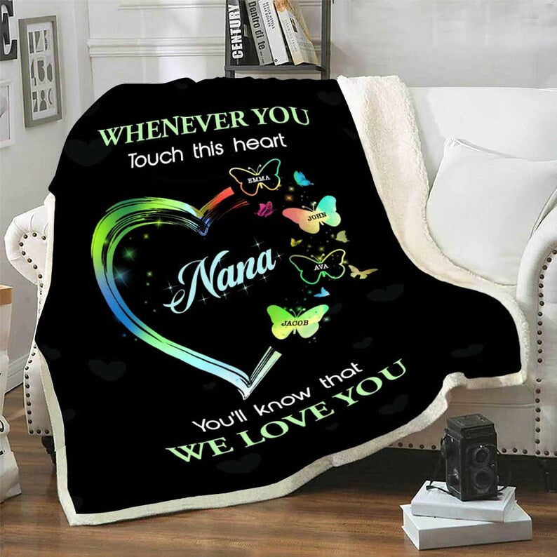 Customized Grandparents Blanket, Fleece Blanket Gift For Birthday Gift From Grandkids Personalized Fleece Blanket For Grandparents Christmas