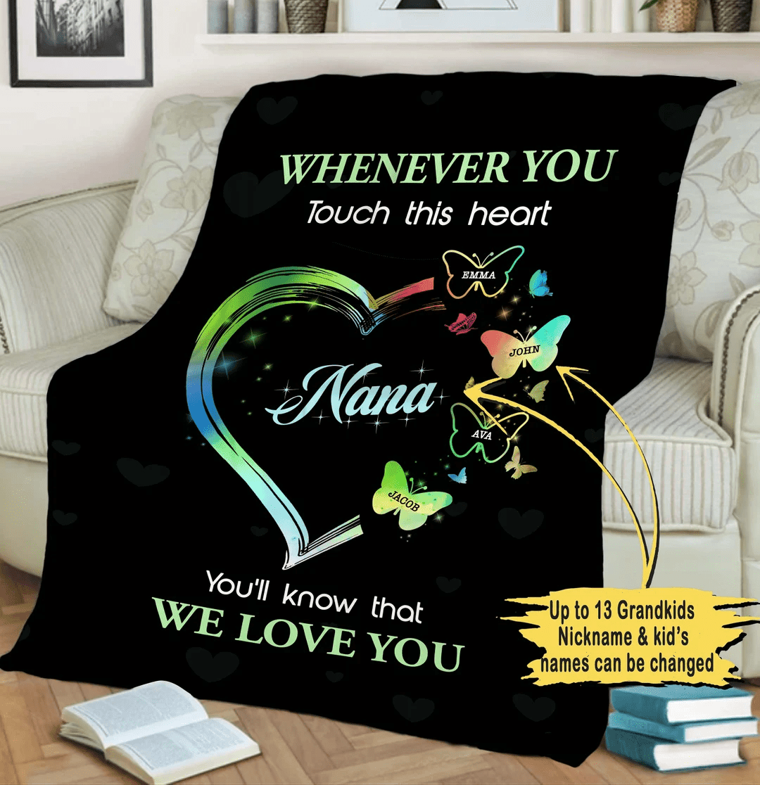 Customized Grandparents Blanket, Fleece Blanket Gift For Birthday Gift From Grandkids Personalized Fleece Blanket For Grandparents Christmas