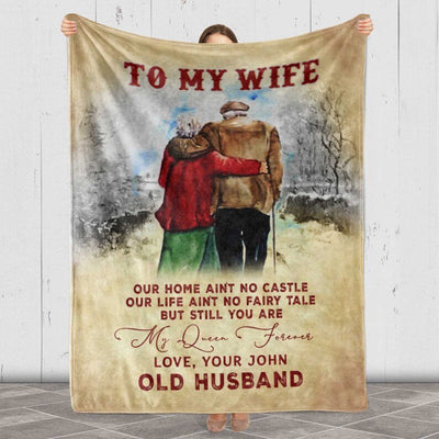 Valentine Day Gift To My Queen Forever, To My Wife Customized Blanket, Gift For Couples, Birthday Anniversary Gift, Couple Love Fleece Quilt