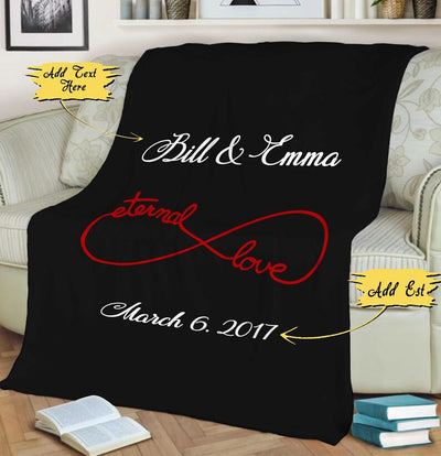 Valentine's Day Couples Infinity Blanket Customized Blanket For Wife Couples Fleece Blanket Gift For Birthday Anniversary Eternal Love Quilt