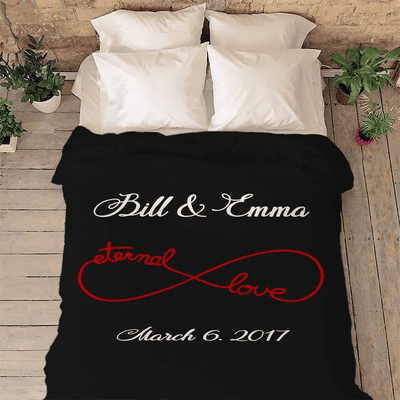 Valentine's Day Couples Infinity Blanket Customized Blanket For Wife Couples Fleece Blanket Gift For Birthday Anniversary Eternal Love Quilt