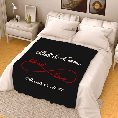 Valentine's Day Couples Infinity Blanket Customized Blanket For Wife Couples Fleece Blanket Gift For Birthday Anniversary Eternal Love Quilt