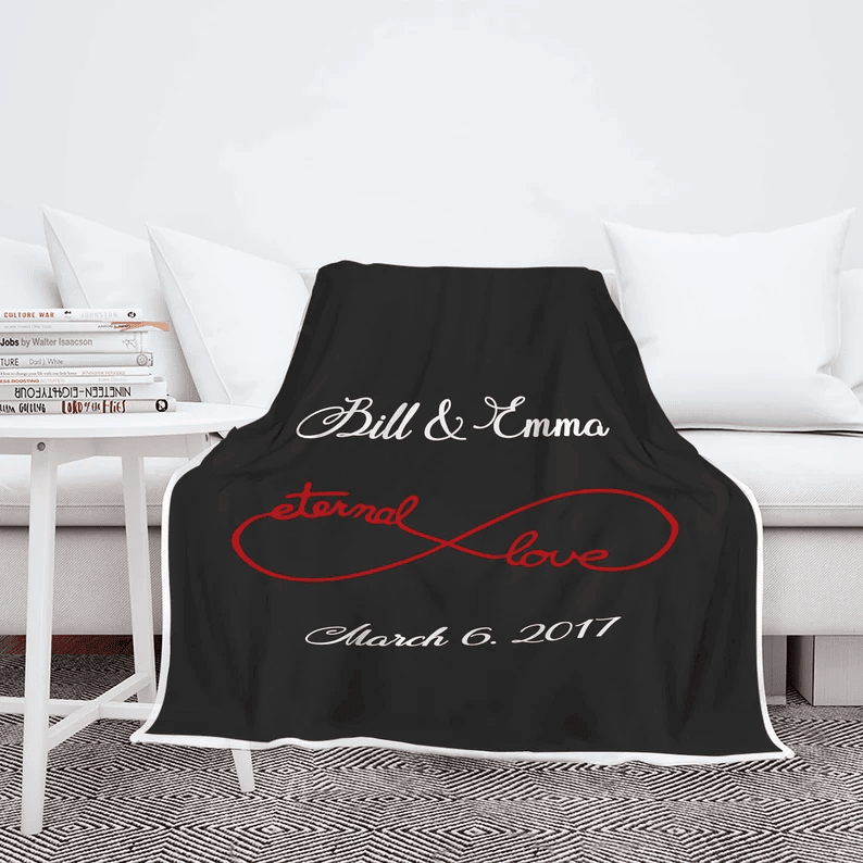 Valentine's Day Couples Infinity Blanket Customized Blanket For Wife Couples Fleece Blanket Gift For Birthday Anniversary Eternal Love Quilt