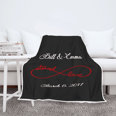 Valentine's Day Couples Infinity Blanket Customized Blanket For Wife Couples Fleece Blanket Gift For Birthday Anniversary Eternal Love Quilt