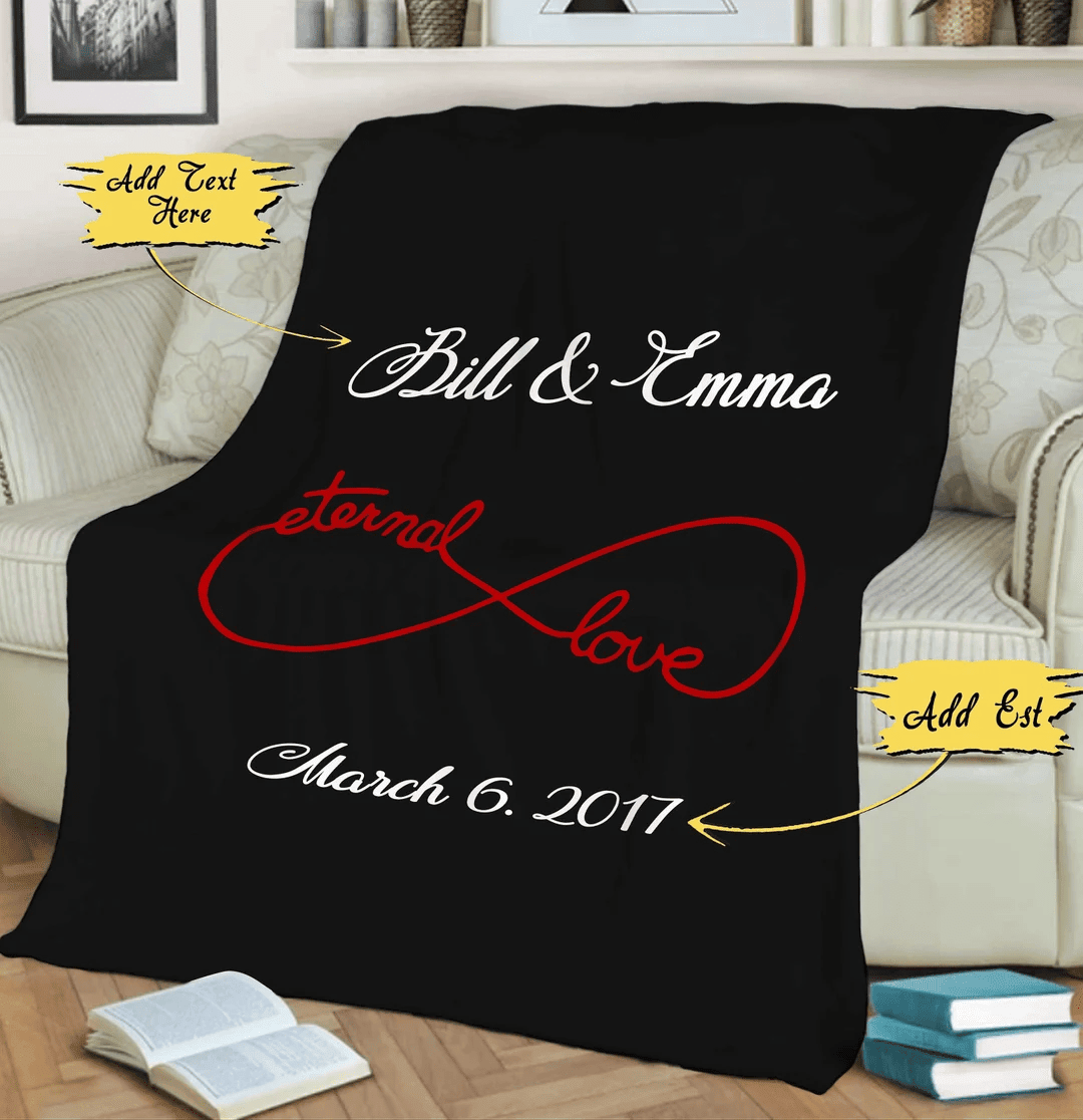 Valentine's Day Couples Infinity Blanket Customized Blanket For Wife Couples Fleece Blanket Gift For Birthday Anniversary Eternal Love Quilt